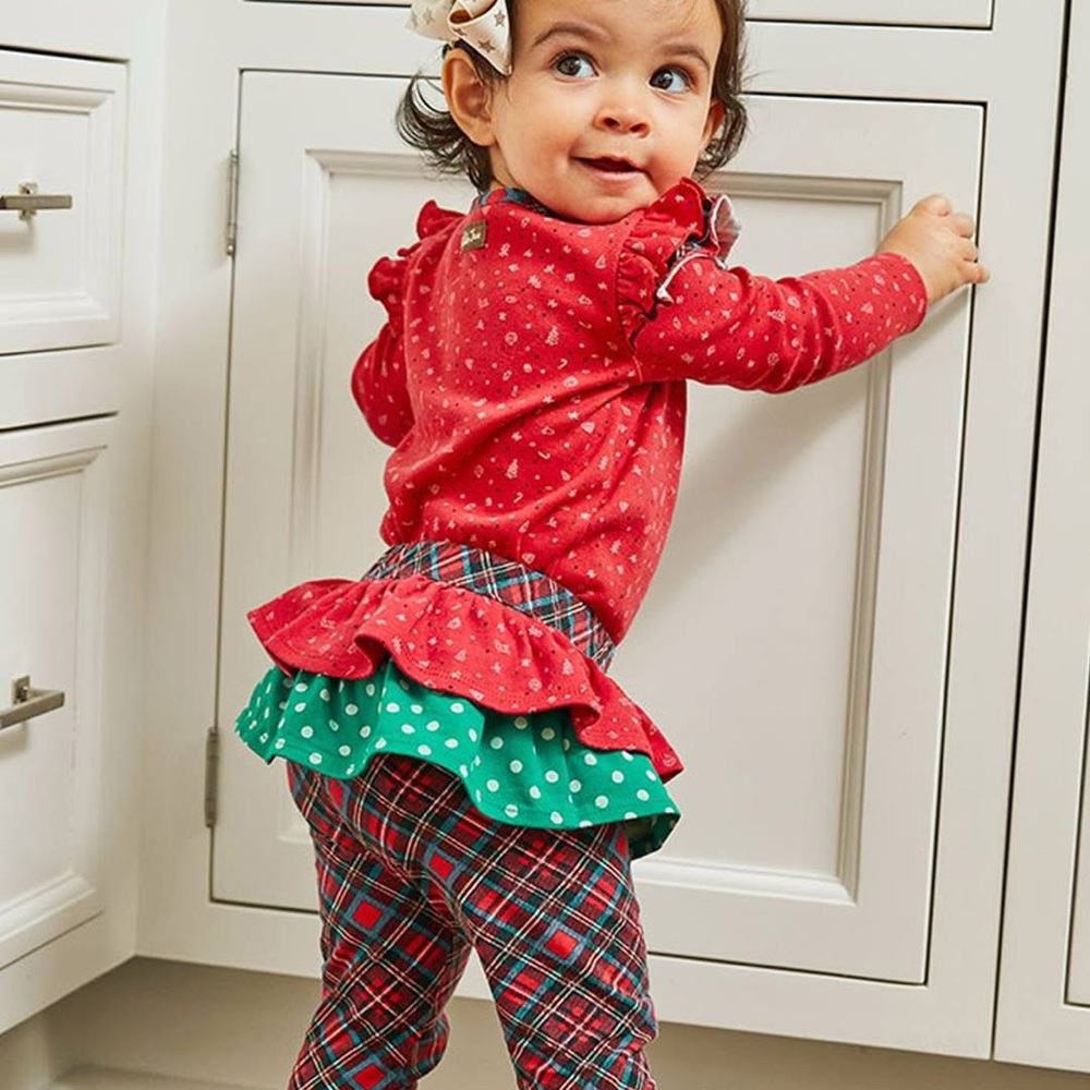 New Matilda Jane Skirted Leggings Girls 12-18M Run Run Rudolph Ruffles Christmas - Picture 6 of 6